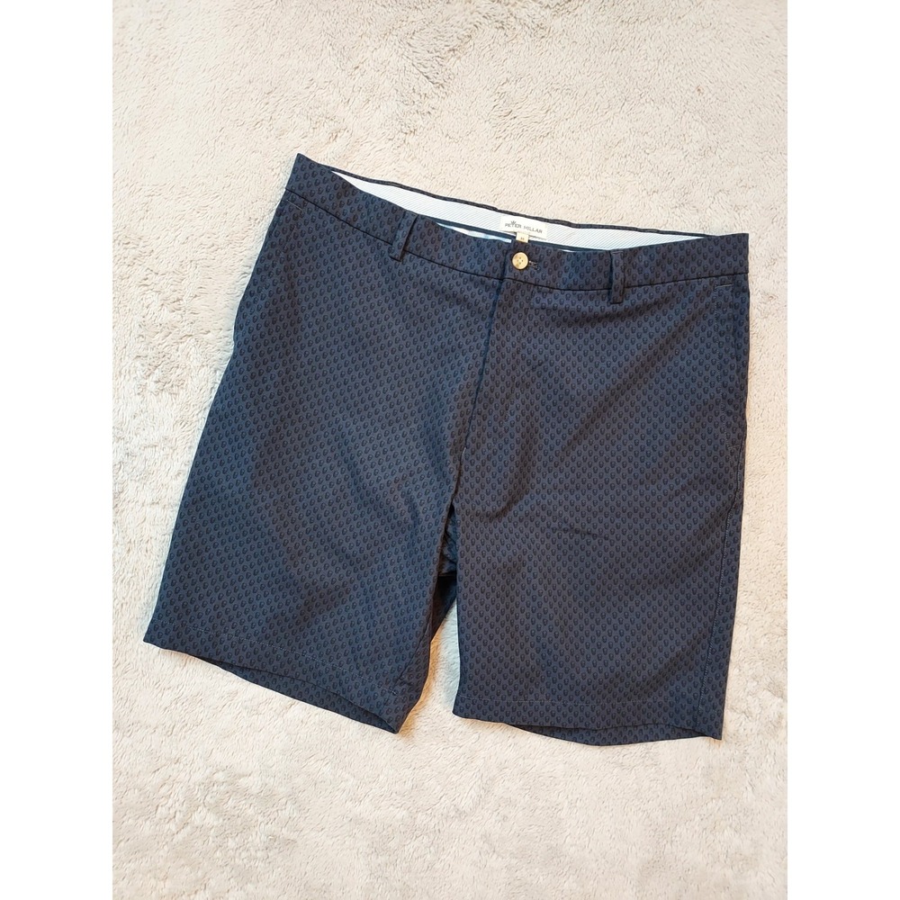 Peter Millar Shorts Mens 36 Carrboro Skull Print Navy Blue Performance Geometric